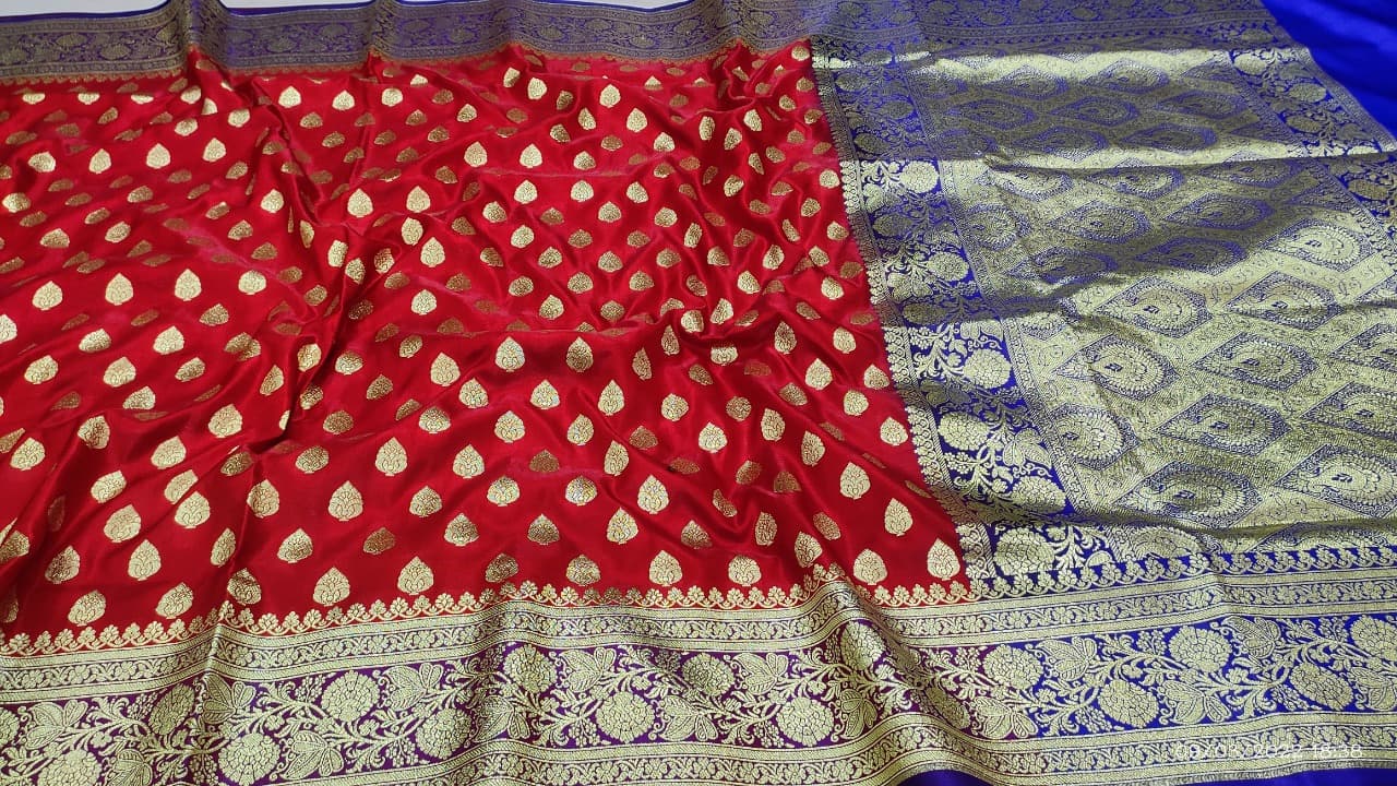 Marron satin Silk Saree From Bengal