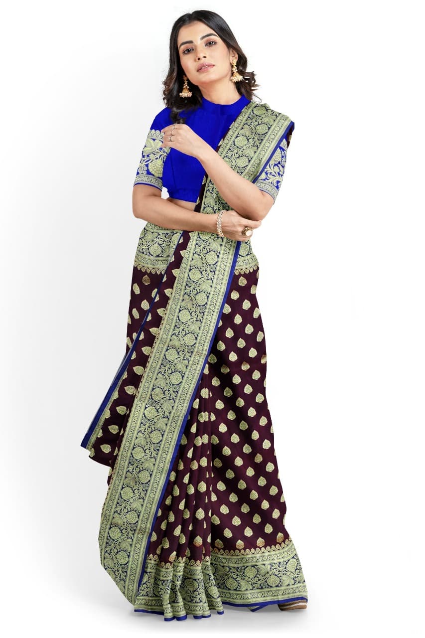 Garnet Art Silk Saree From Bengal