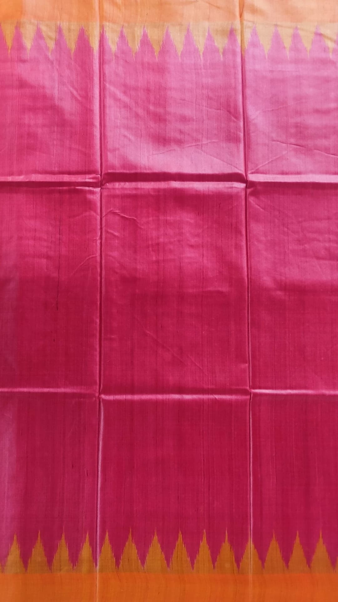 Orange & Pink Tussar Silk Saree