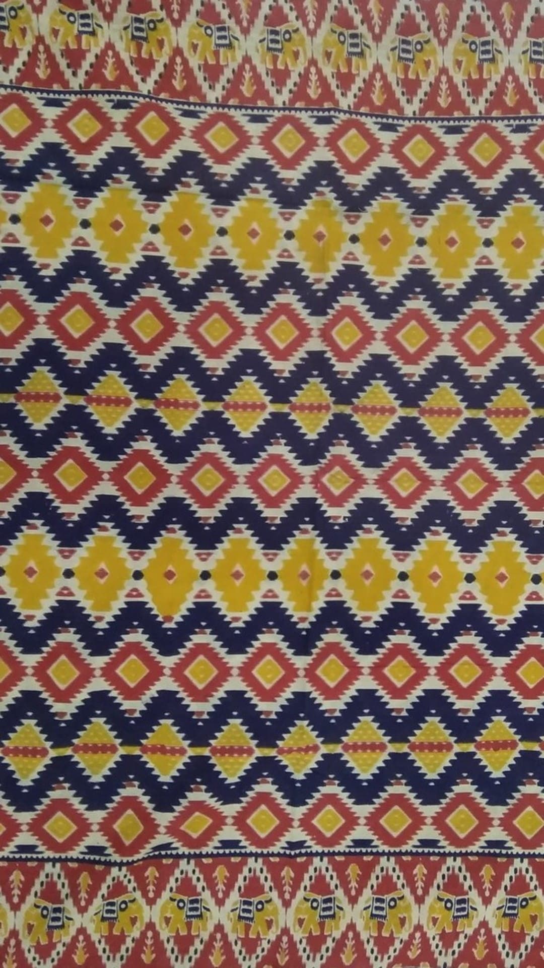 Dark Blue & Yellow Multicolour Kalamkari Cotton Saree