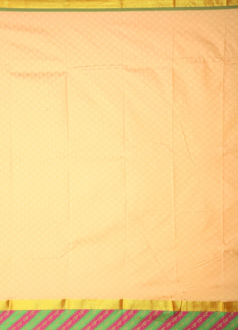 Tressure colored Kanchipuram silk saree with Morning-evening border