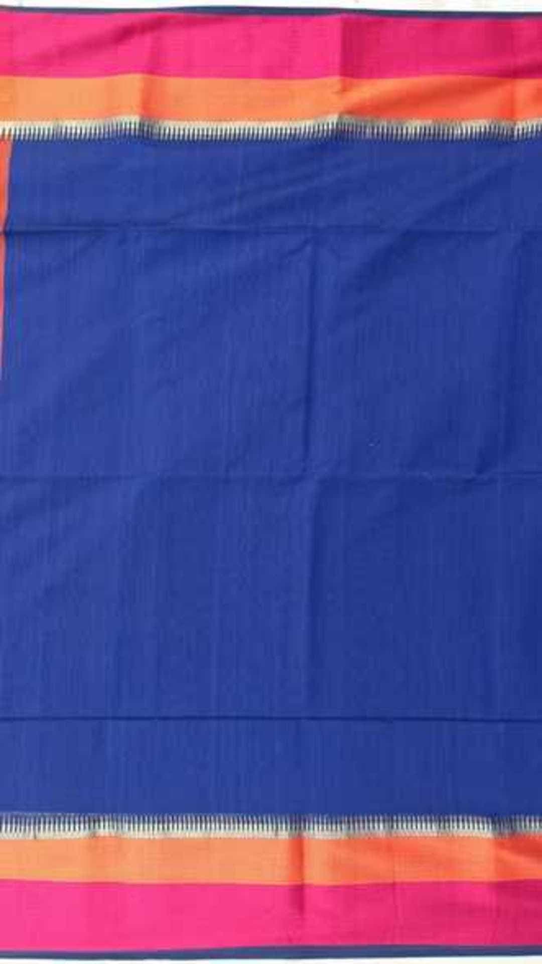Royal Blue & Maroon Maheshwari Handlooms Silk Cotton Saree