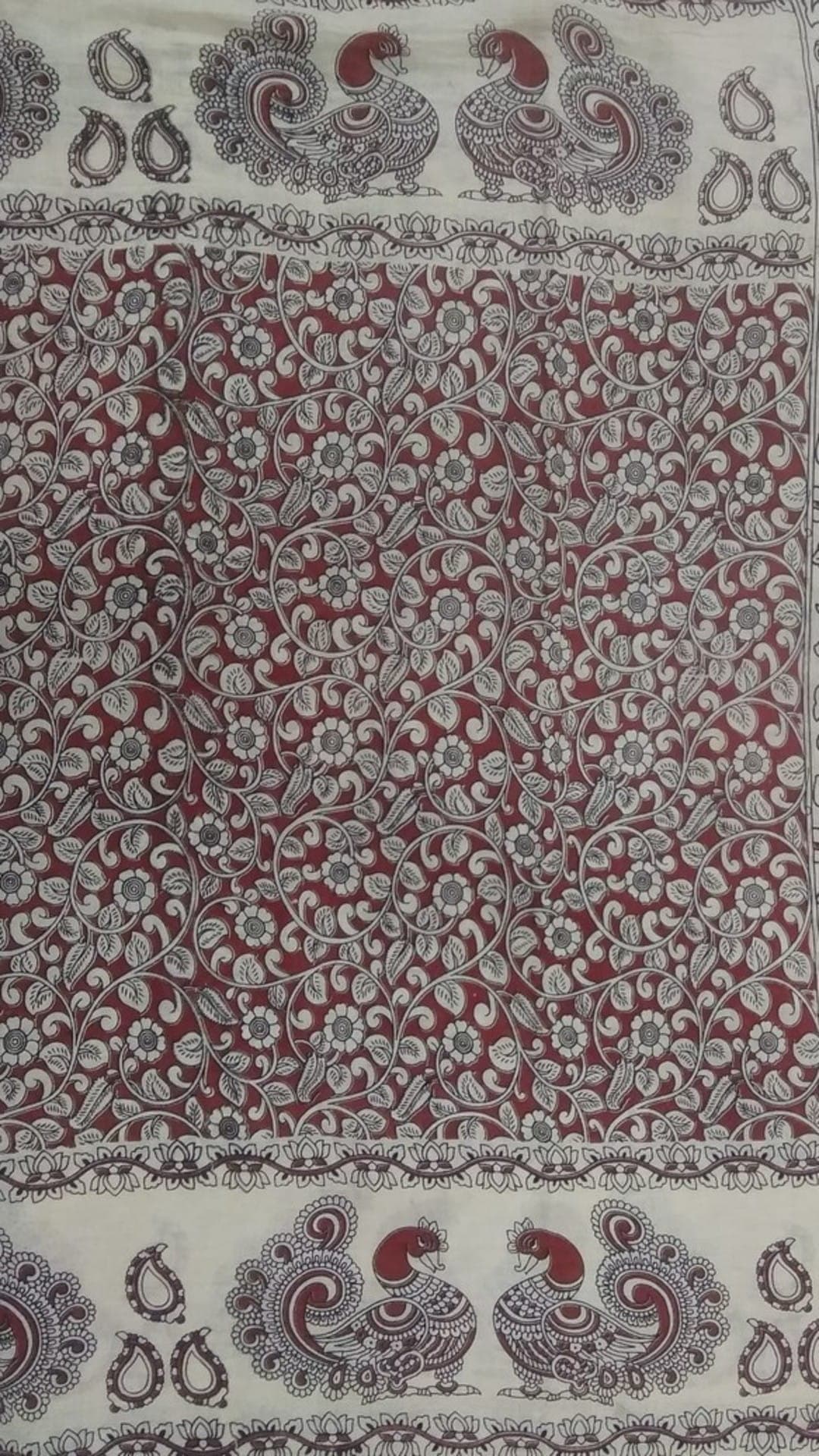 Red & Offwhite Kalamkari Cotton Saree