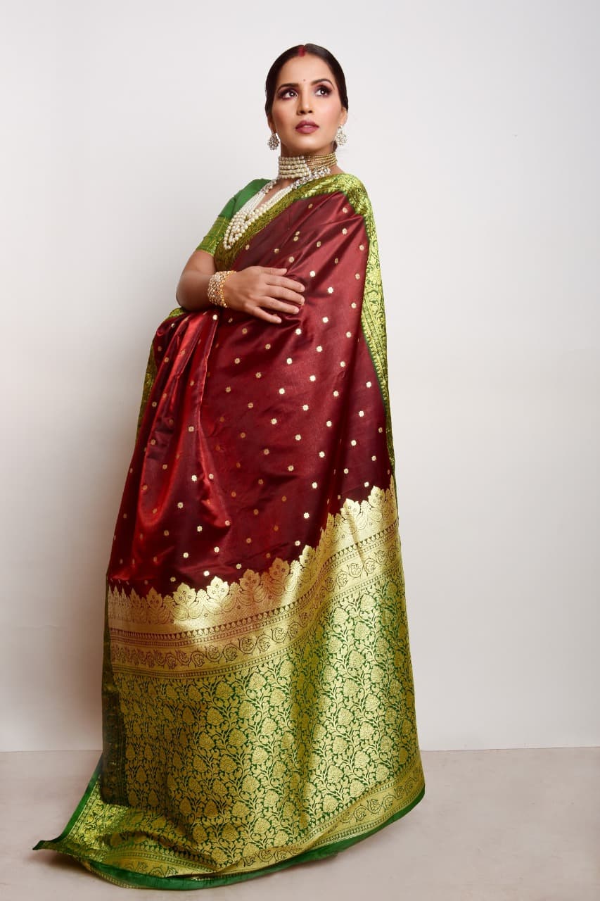 Maroon Art Silk Banarasi Saree