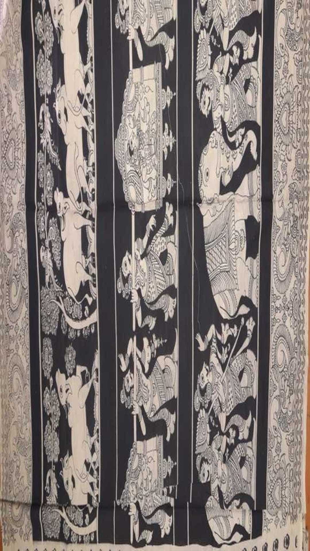 Multicolor Kalamkari saree with fancy designer pallu