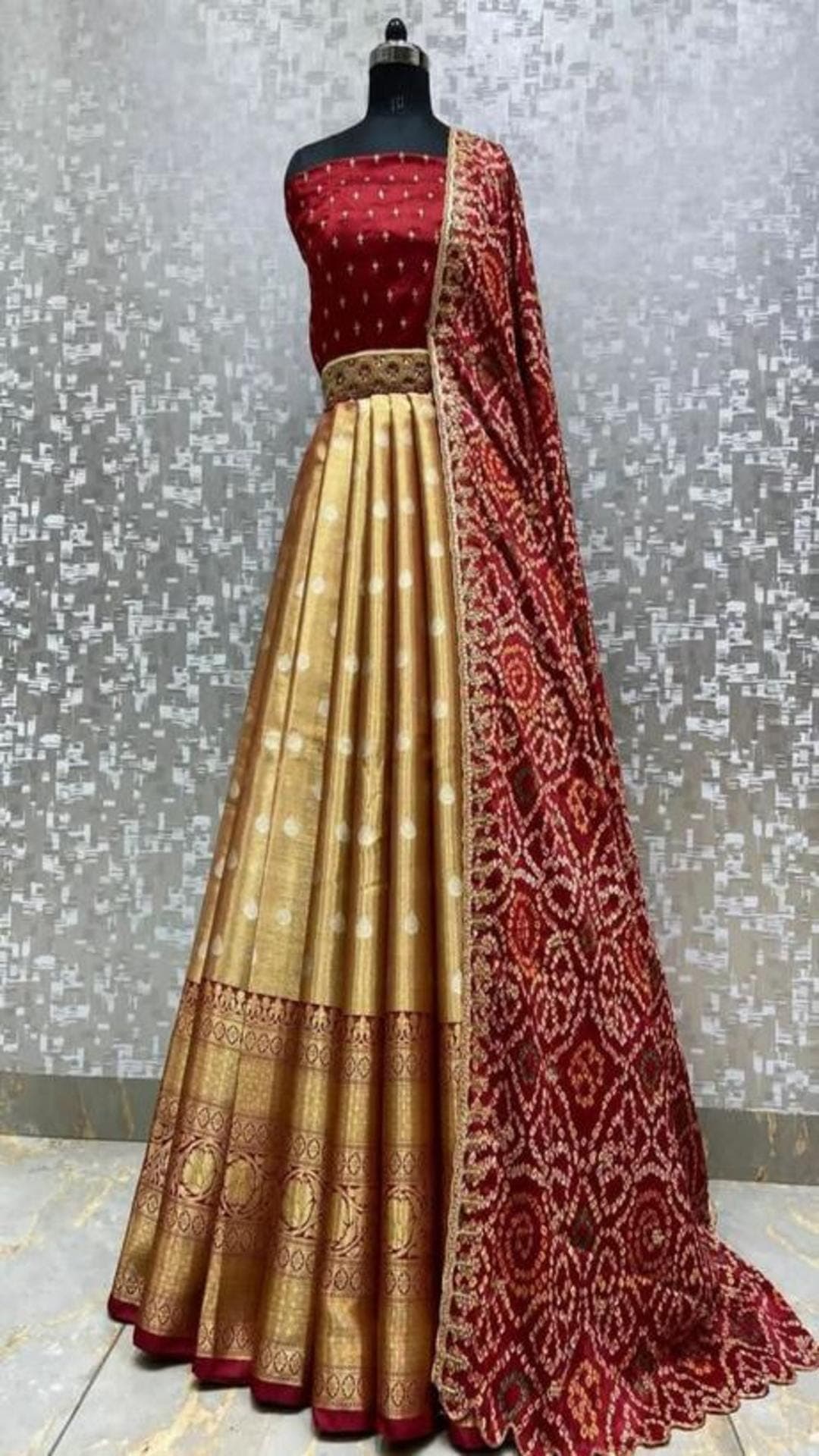 Maroon Kanjivaram Silk Zari Lehenga With Blouse Along With Heavy Embroidery Zari Work Dupatta