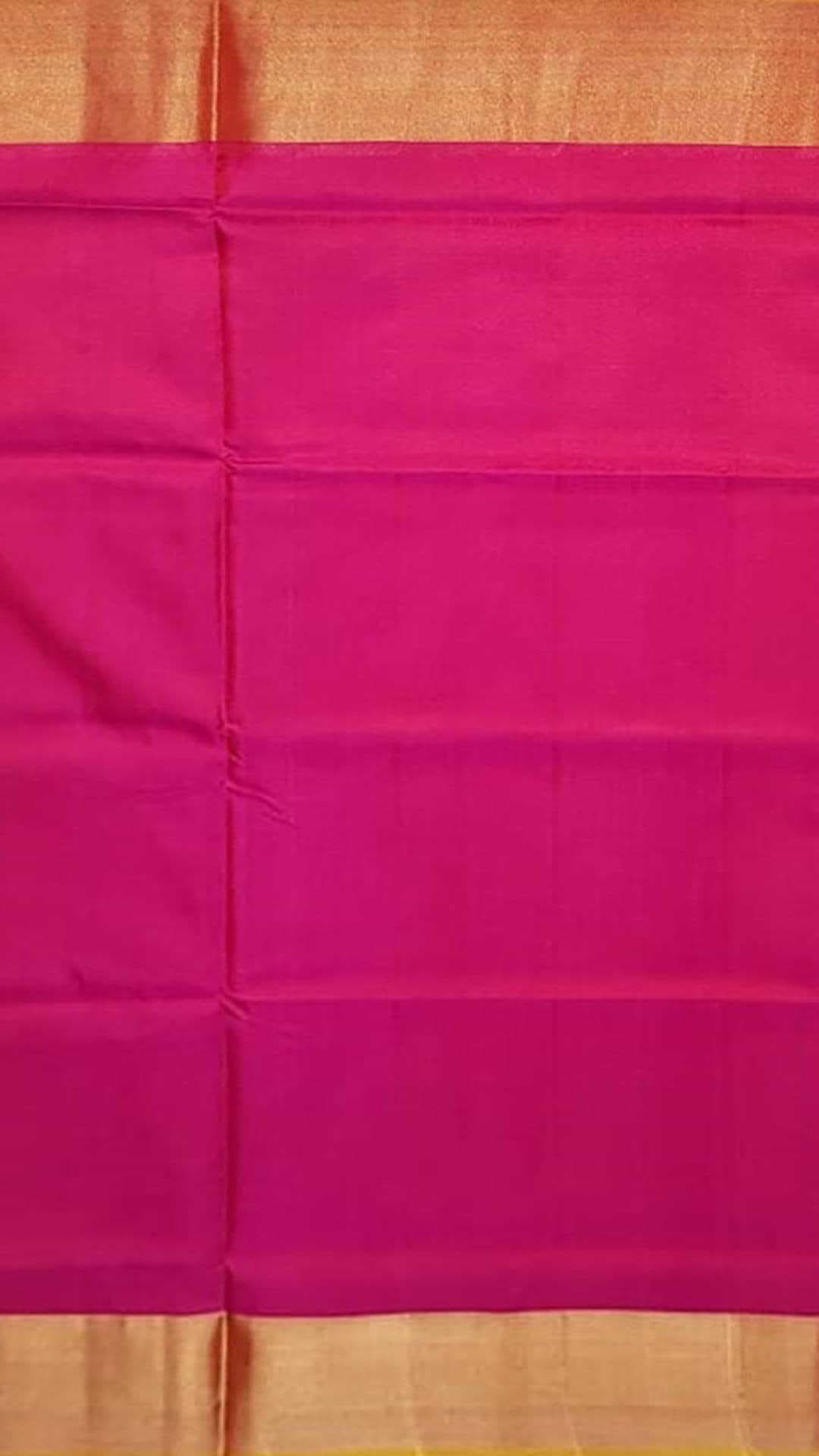 Pure soft silk pink with mustard Pallu Uppada saree