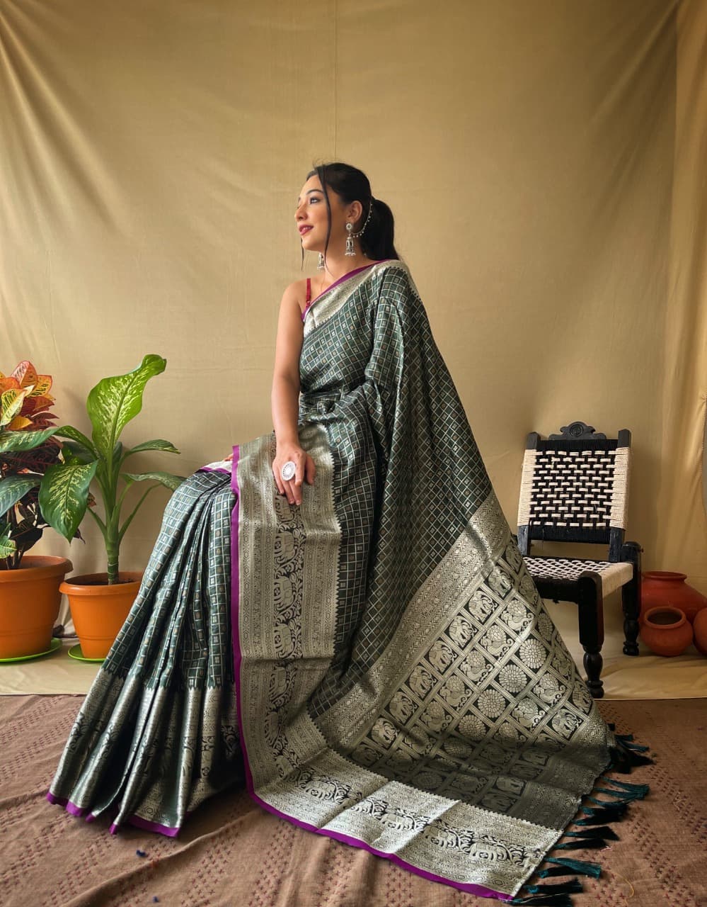 Green Kanjivaram Silk Rich Pallu Saree
