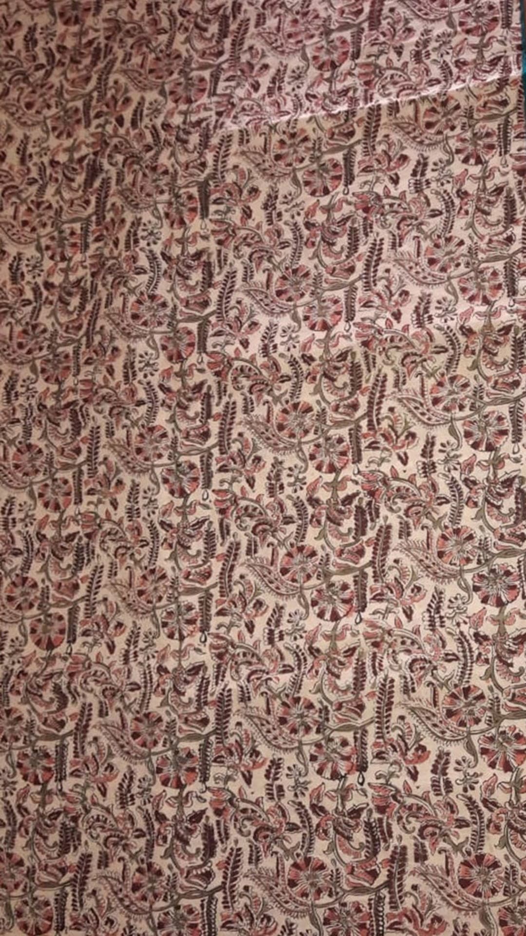Light brown color kalamkari saree with dark brown border & floral design