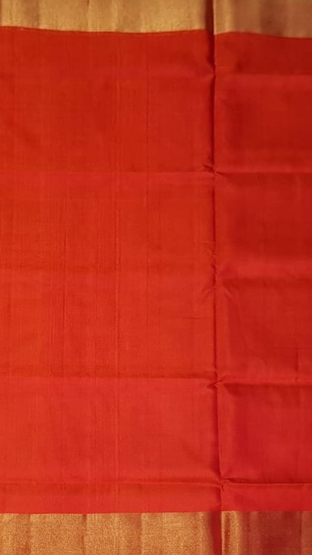 Pure soft silk tomato red with green Pallu Uppada saree