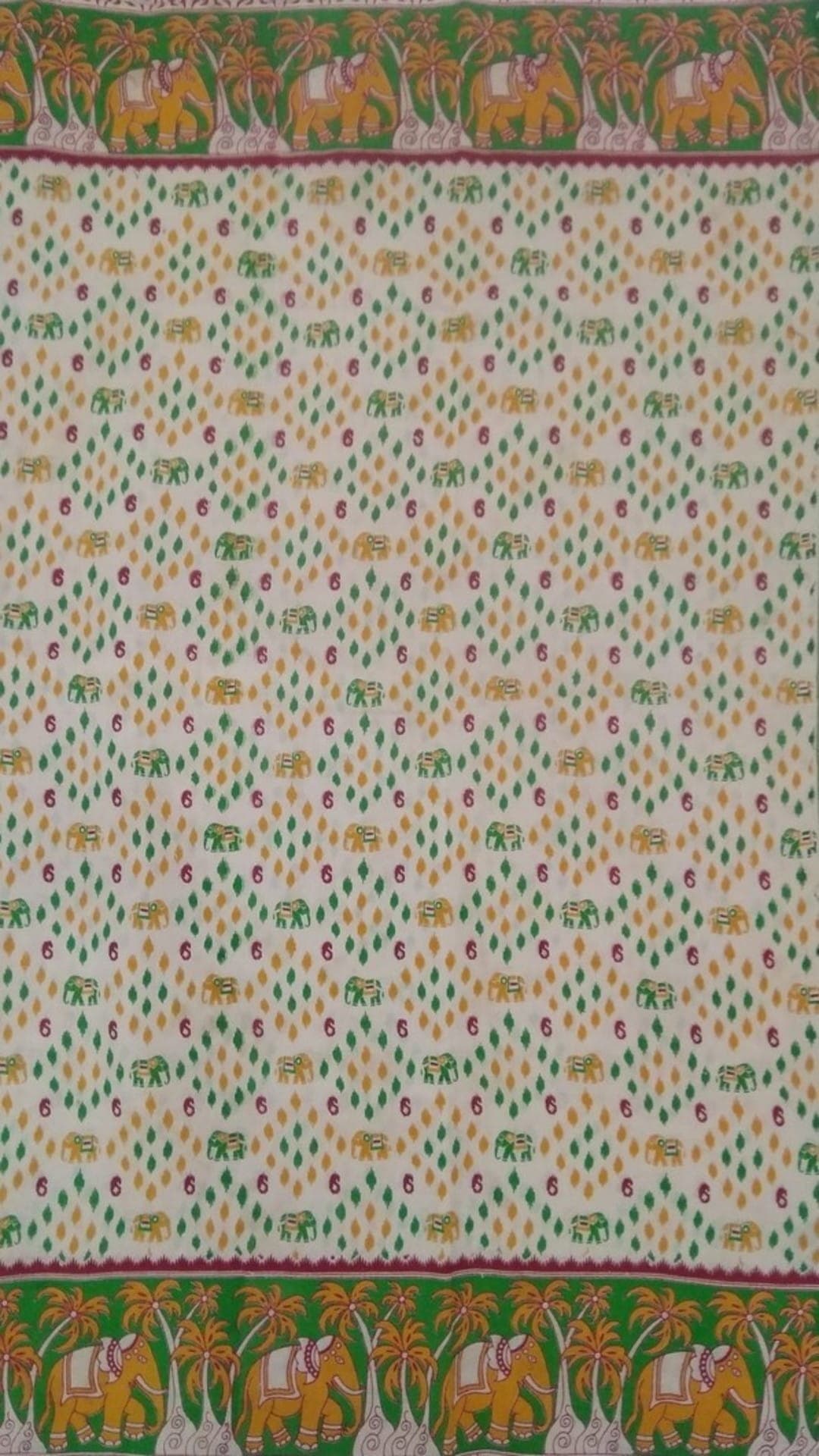 Mehandi Green & Orange Kalamkari Cotton Saree