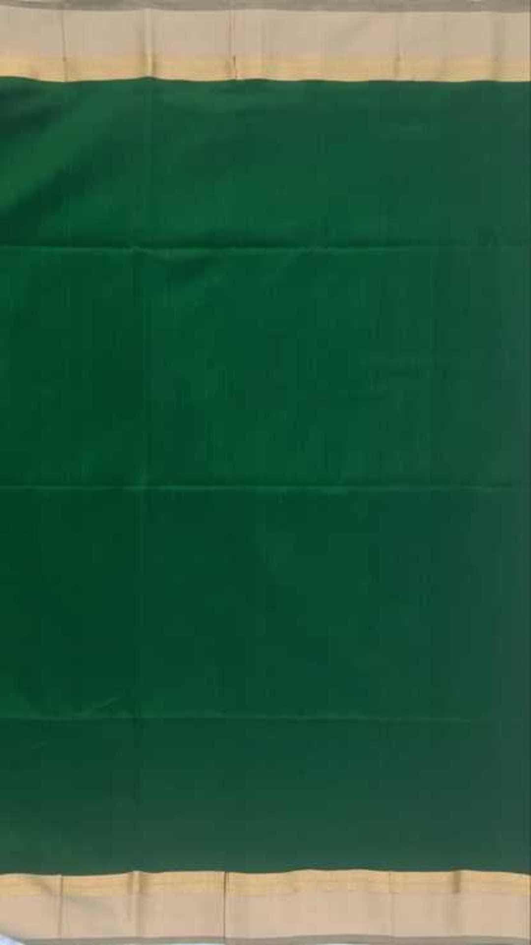 Bottle Green ,Grey Plain Silk saree.
