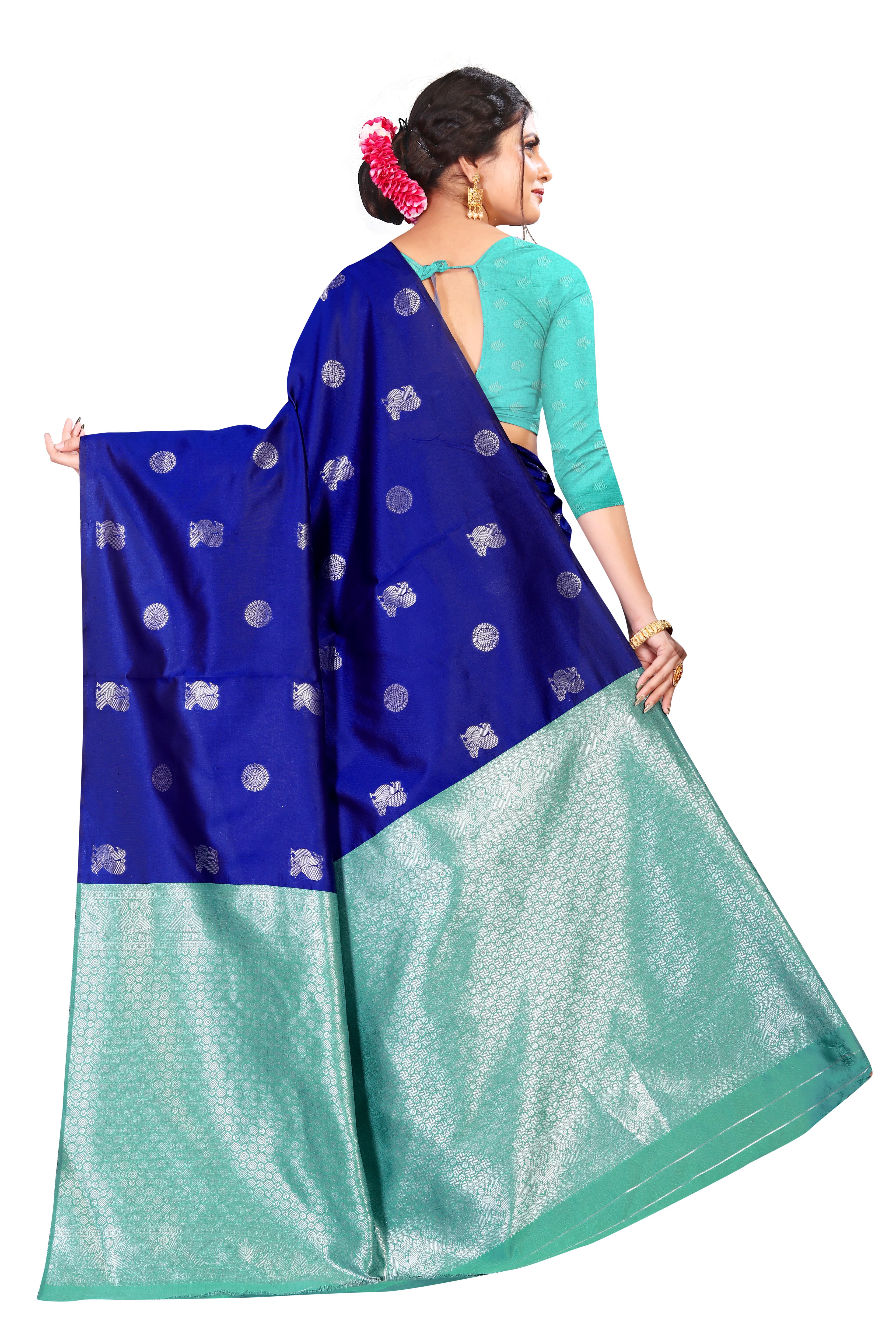 Mahastree Royal Blue Soft Silk Weaving Saree