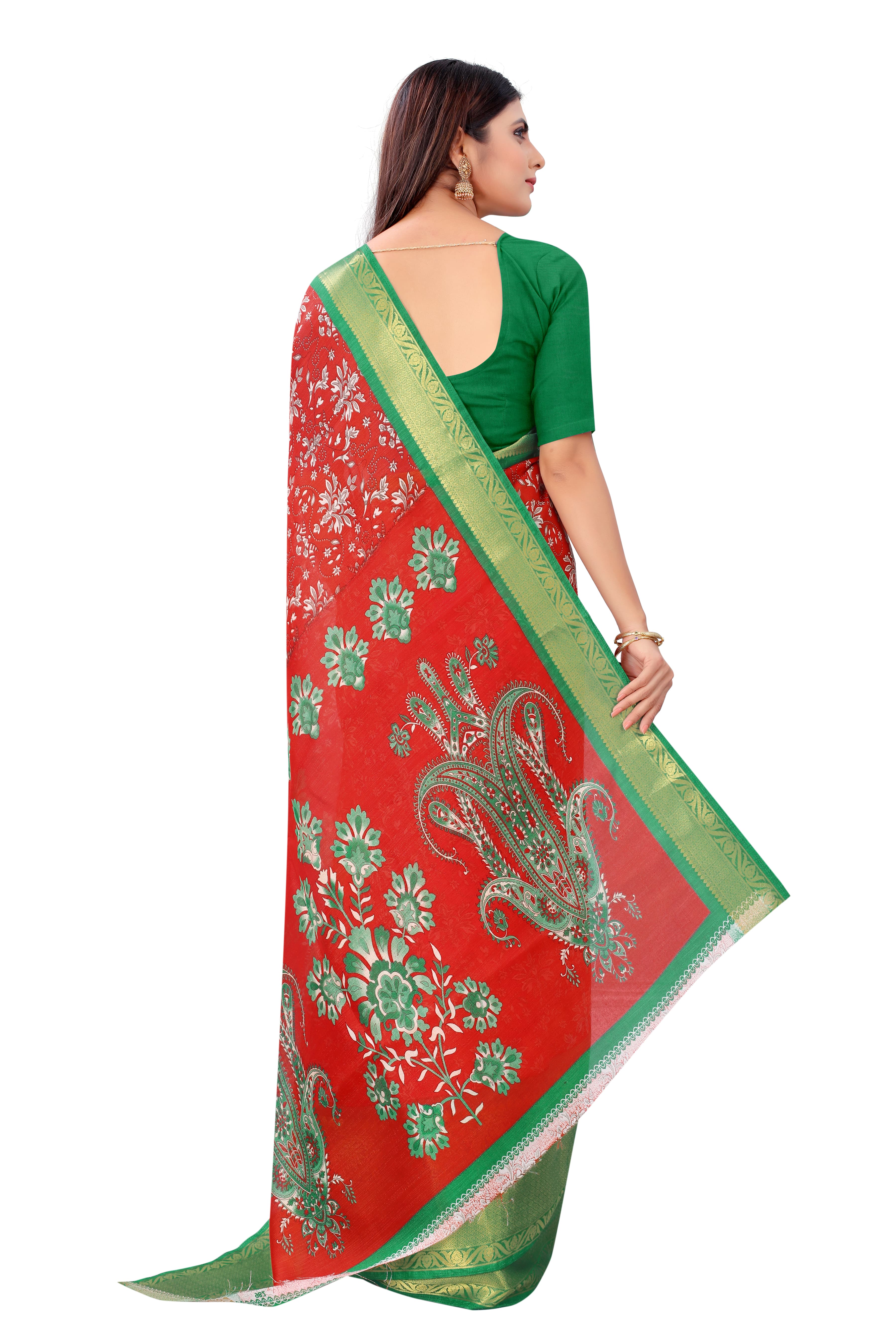 Mahastree Red Maheshwari Kalamkari Saree