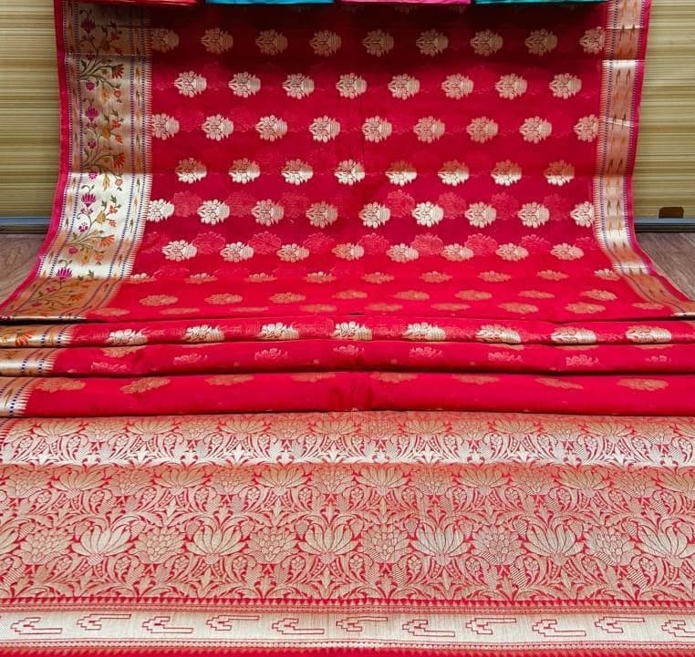 Red Paithani Design Cotton Saree