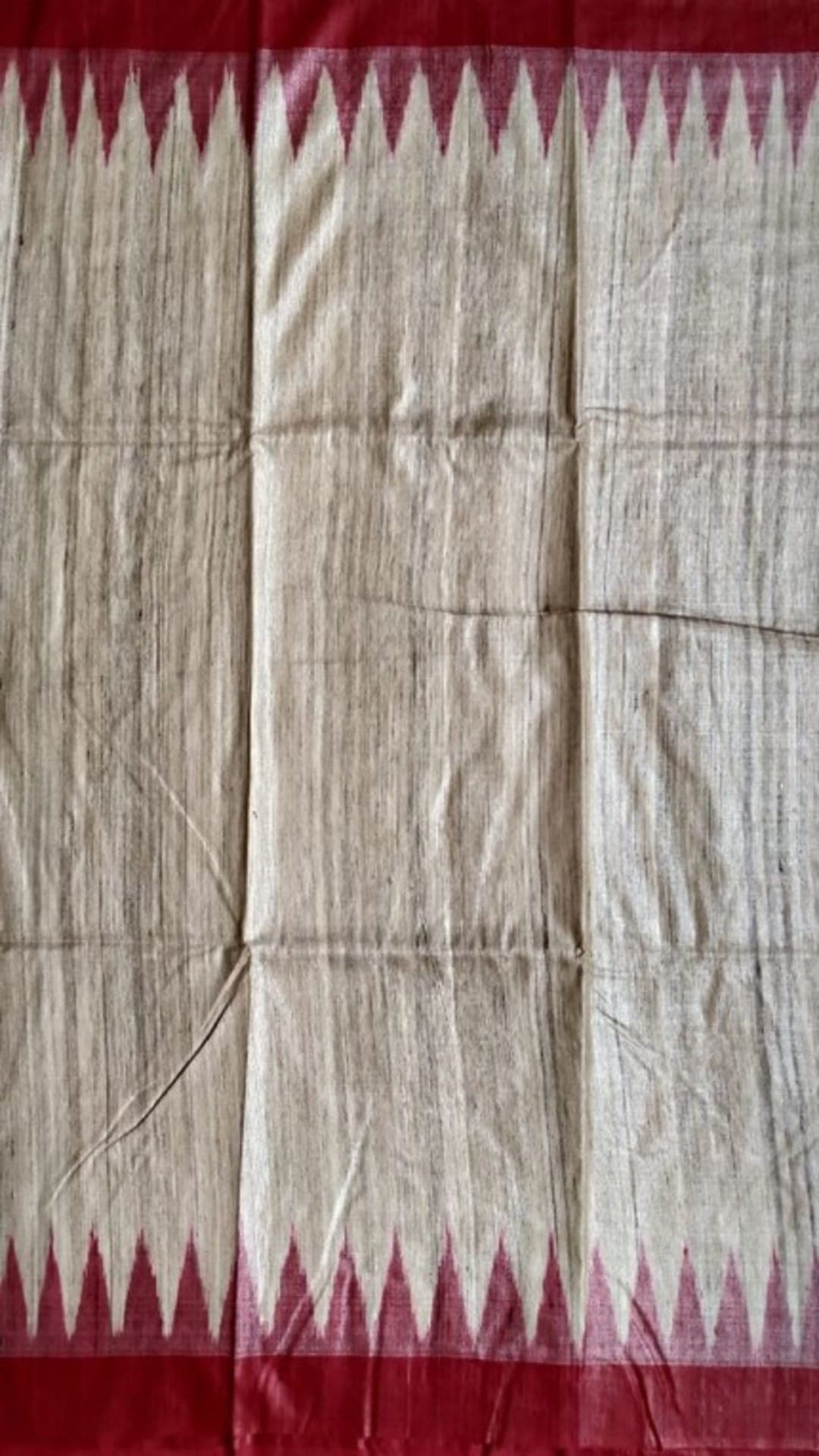 Red & Off-White Fine Tussar Silk Saree