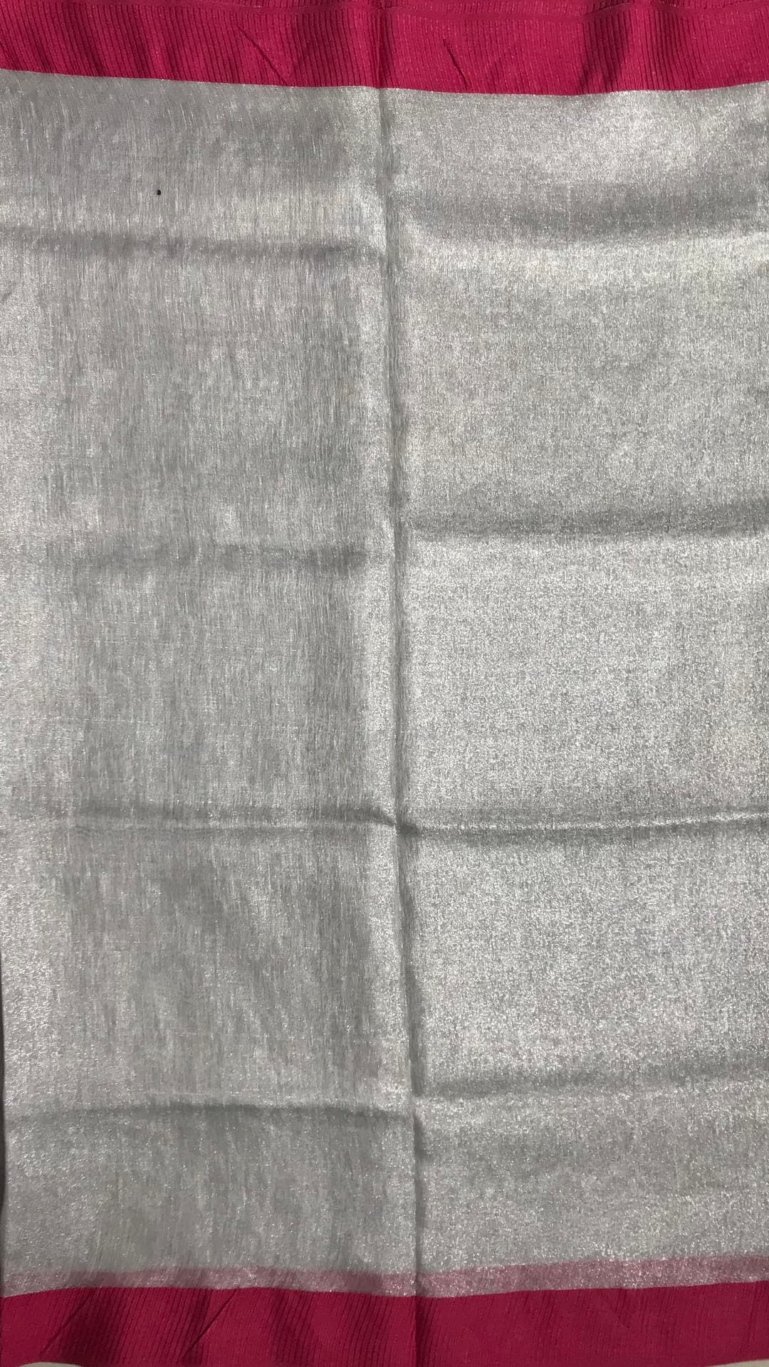 Silver tissue linen with pink border