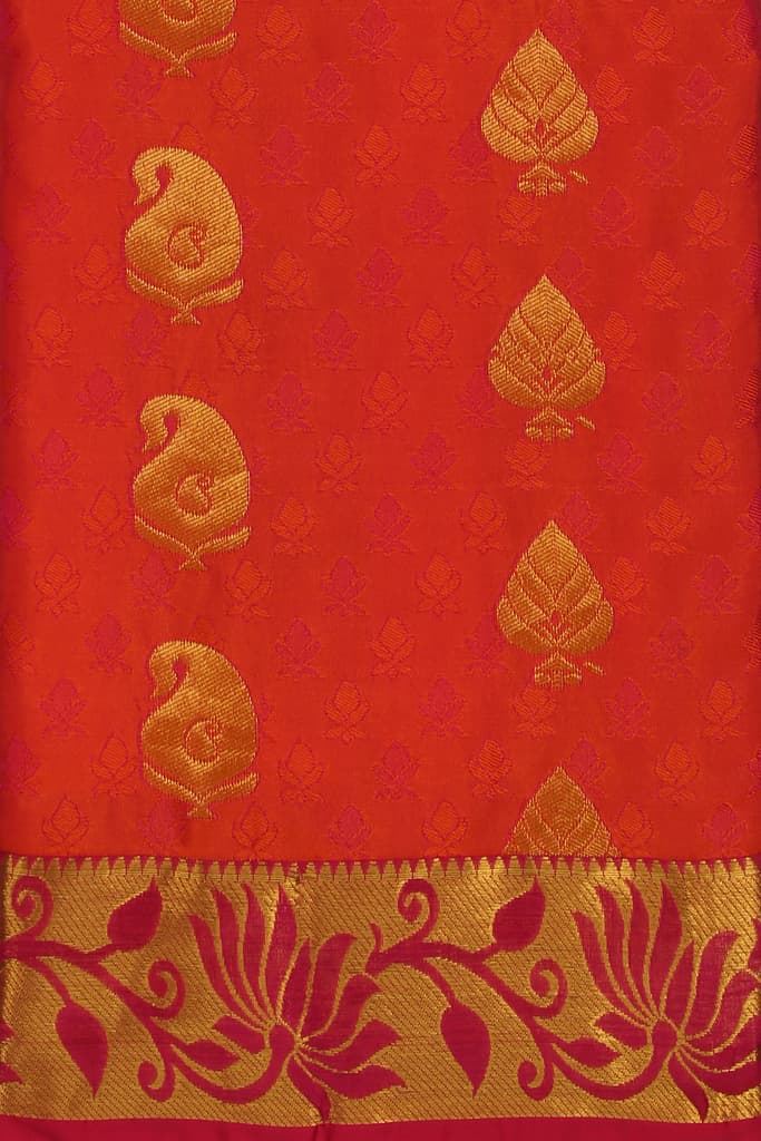A Self-embossed Butta Border Kanchipuram Saree
